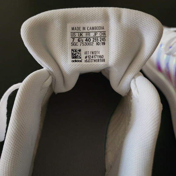 Adidas Grand Court Sneakers White w/Iridescent Stripes - Picture 7 of 9